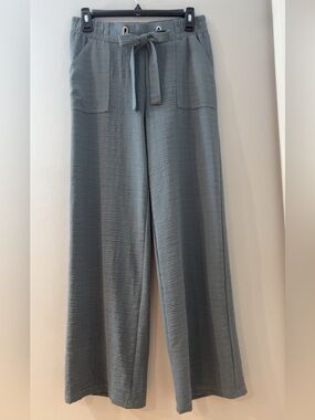Chloe + Jasmine Relaxed Wide-Leg Drawstring Pants in Slate Blue/Green